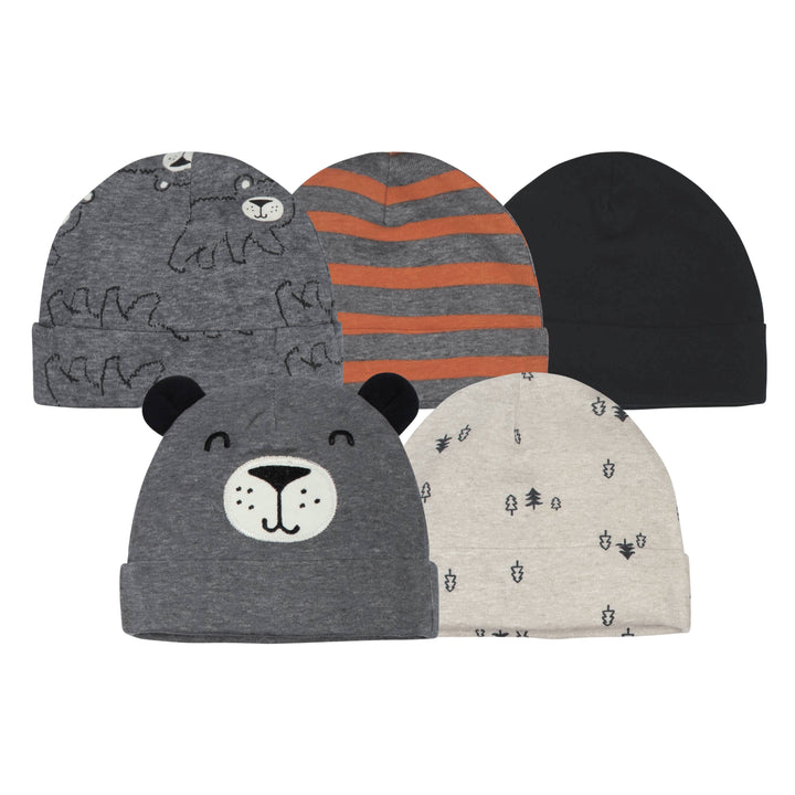 5-Pack Baby Boys Bear Caps-Gerber Childrenswear