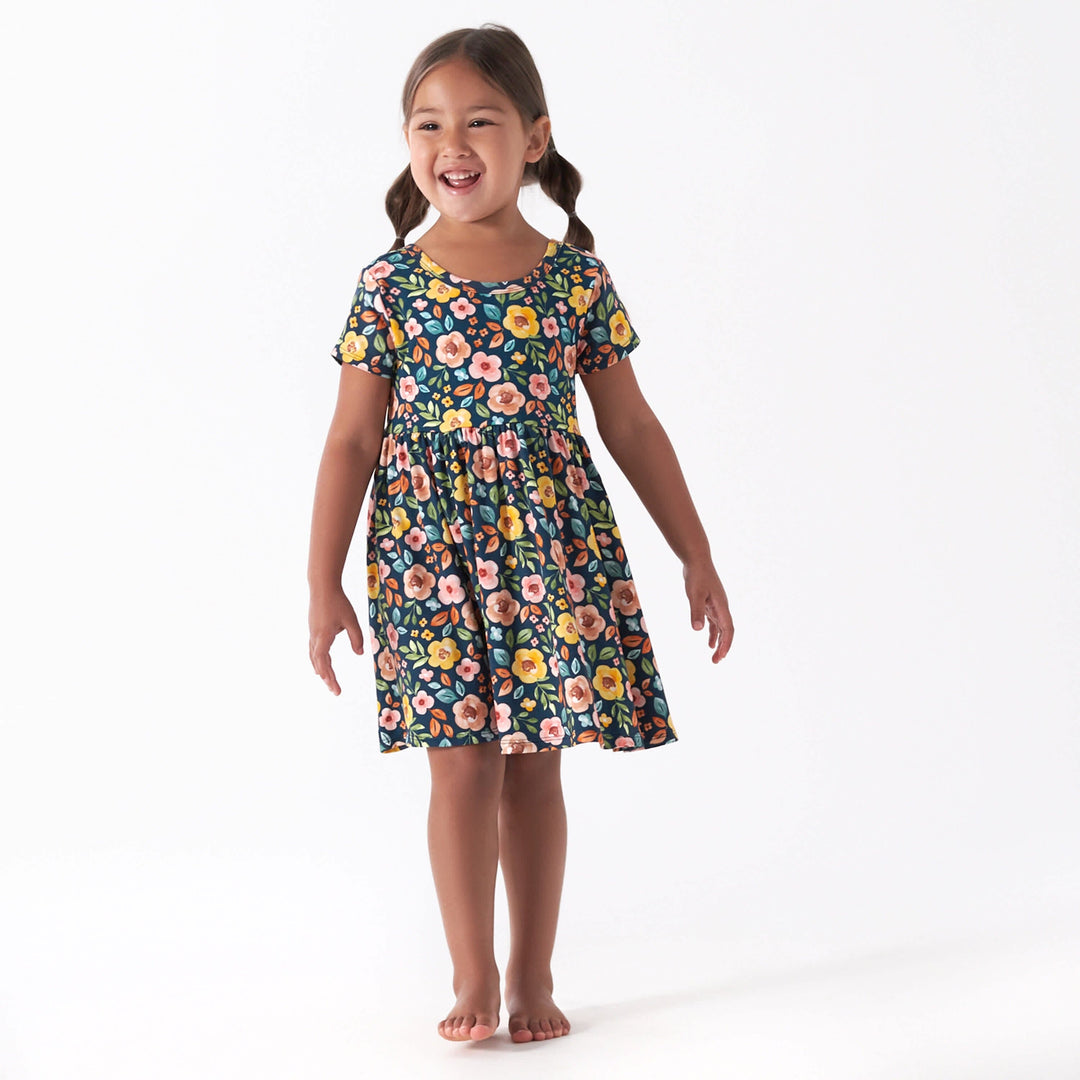 Infant & Toddler Girls Midnight Floral Buttery-Soft Viscose Made from Eucalyptus Twirl Dress