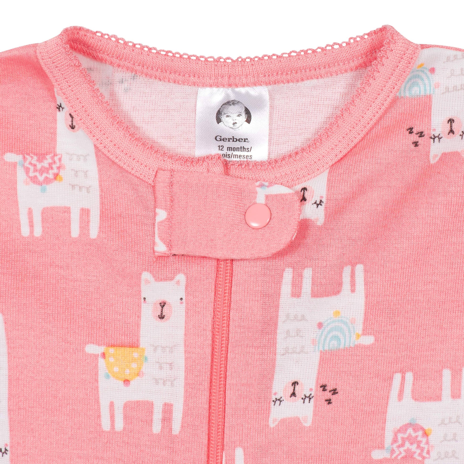 4-Pack Baby & Toddler Girls Llamas & Love Snug Fit Footed Cotton Pajamas-Gerber Childrenswear