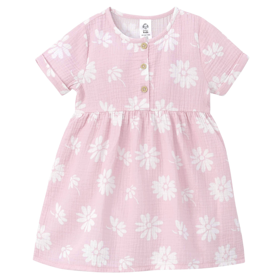 Infant & Toddler Girls Pink Floral Gauze Dress-Gerber Childrenswear