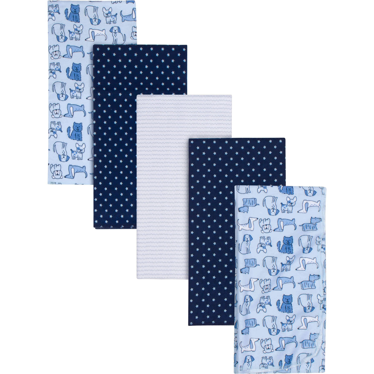 5-Pack Baby Boys Dogs Flannel Receiving Blankets-Gerber Childrenswear