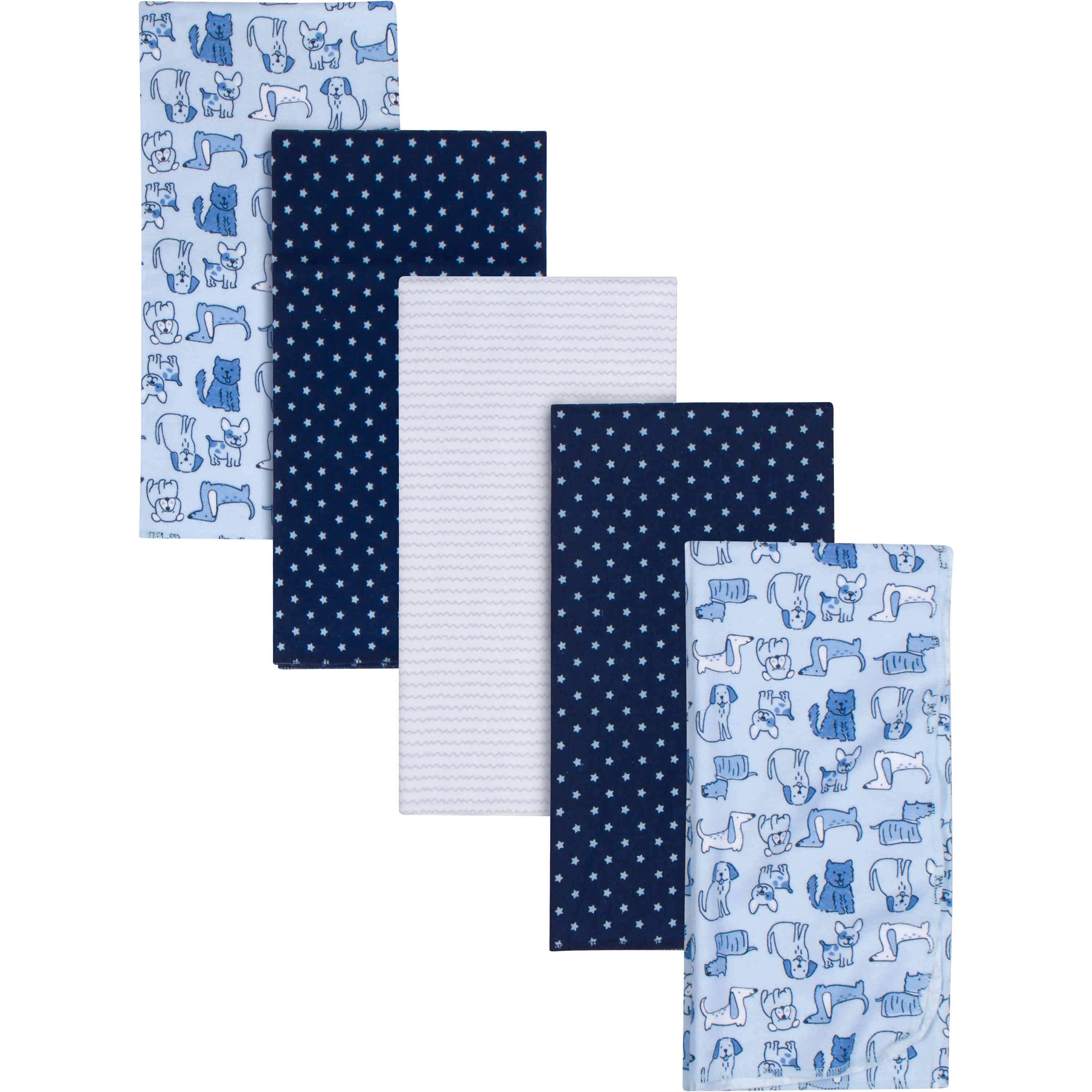 5-Pack Baby Boys Dogs Flannel Receiving Blankets-Gerber Childrenswear
