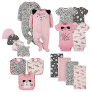 17-Piece Baby Girls Leopard Apparel & Blankets Set-Gerber Childrenswear