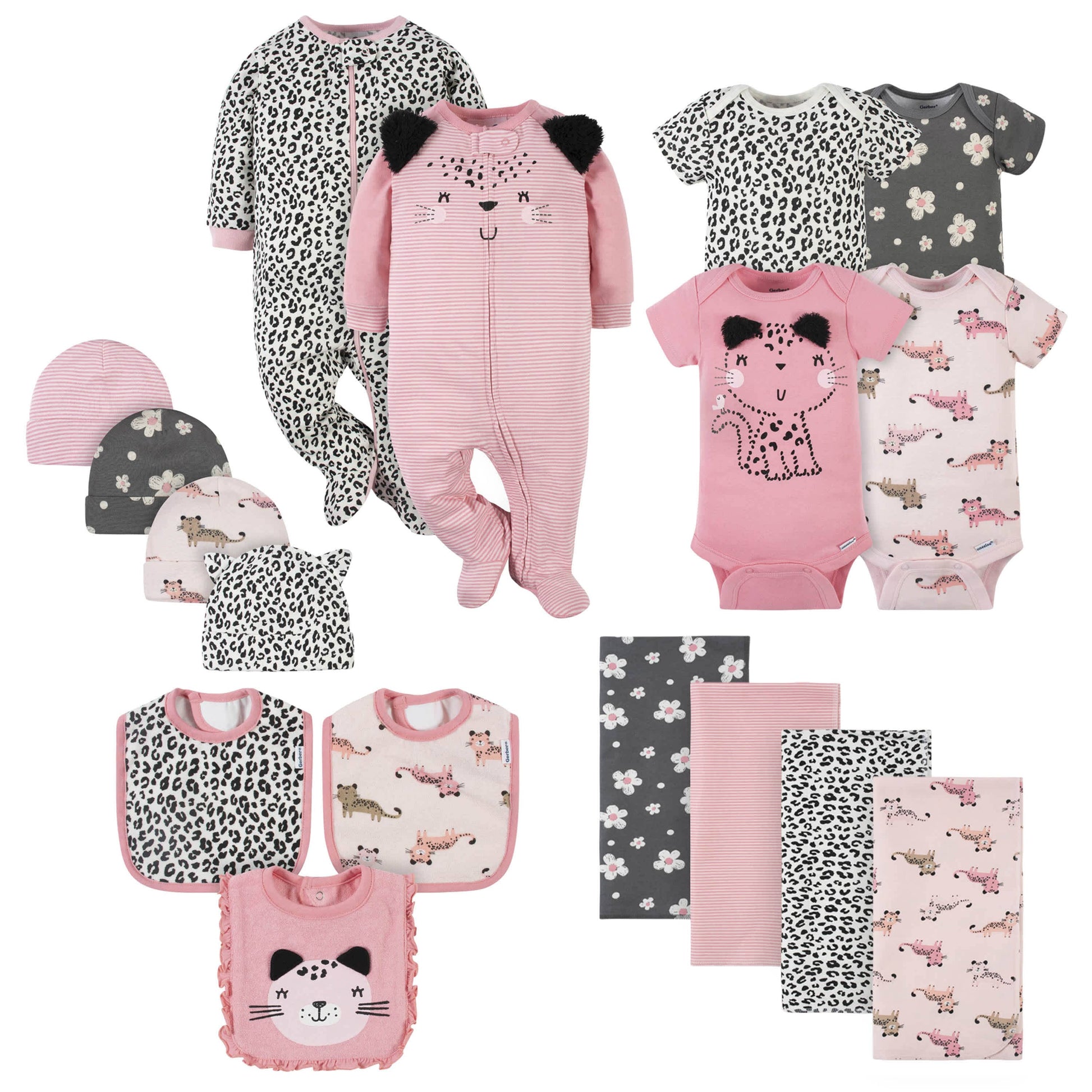 17-Piece Baby Girls Leopard Apparel & Blankets Set-Gerber Childrenswear