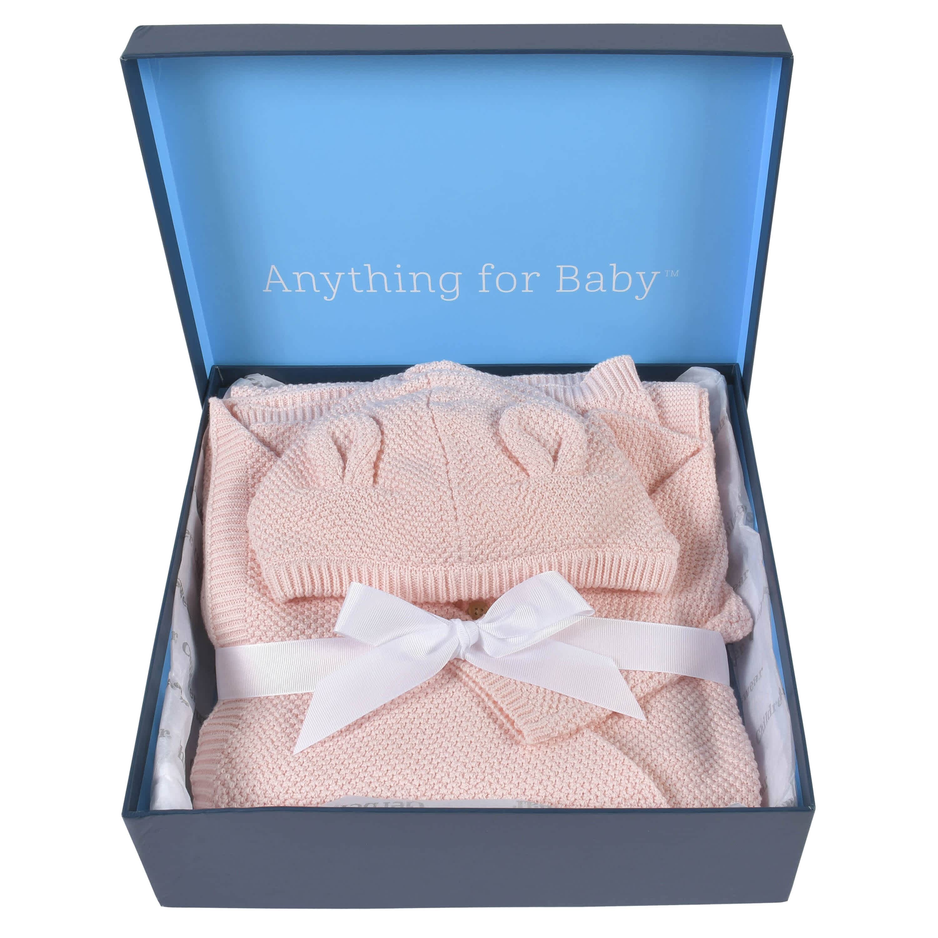 3-Piece Baby Girls Pink Knit Outfit & Blanket Set-Gerber Childrenswear