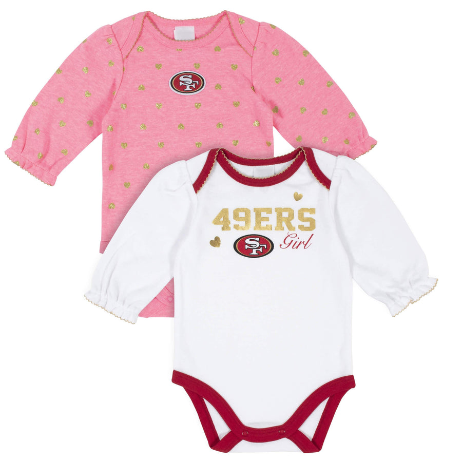 San Francisco 49ers Baby Girls Long Sleeve Bodysuits-Gerber Childrenswear