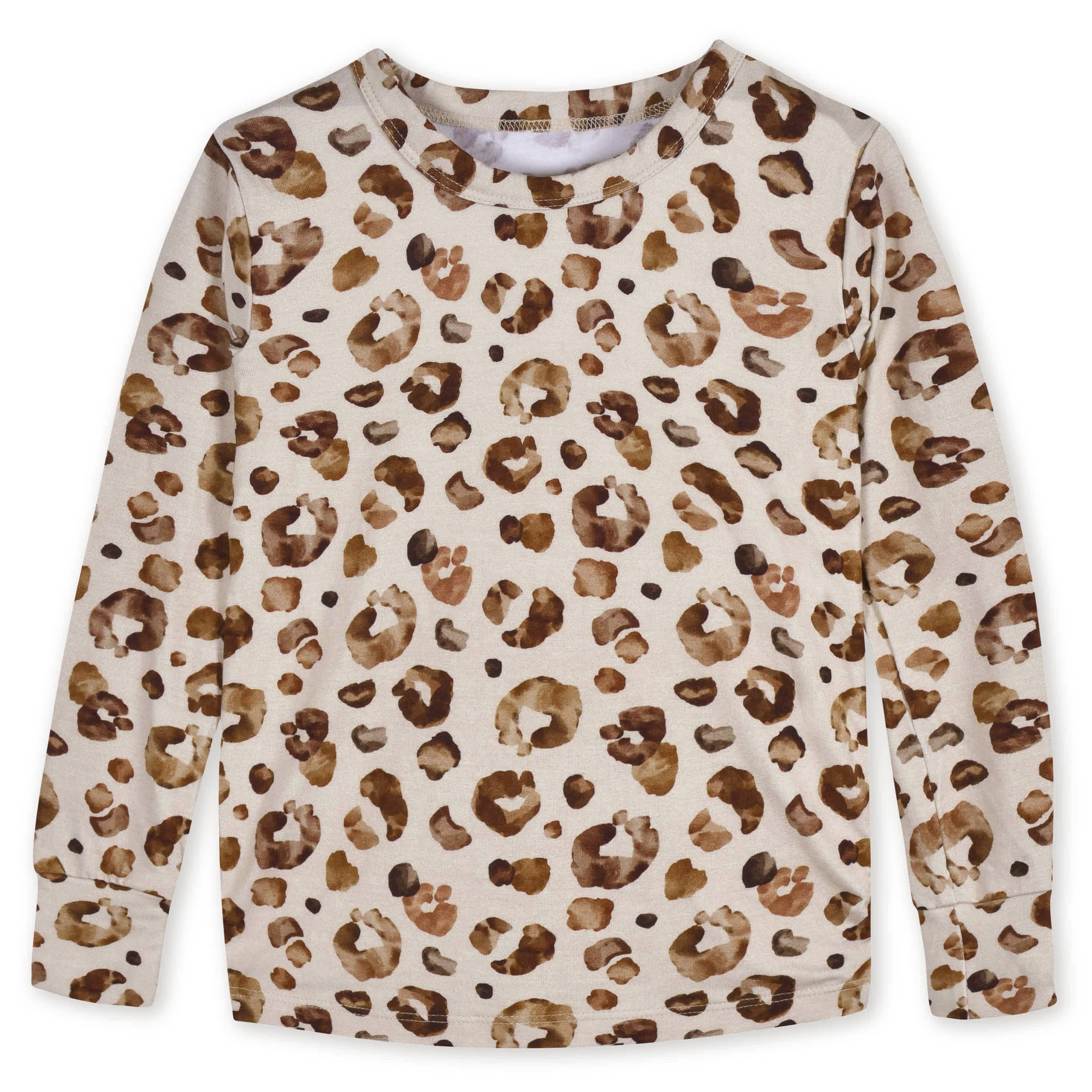 2-Piece Infant & Toddler Girls Leopard Buttery-Soft Viscose Made from Eucalyptus Snug Fit Pajamas