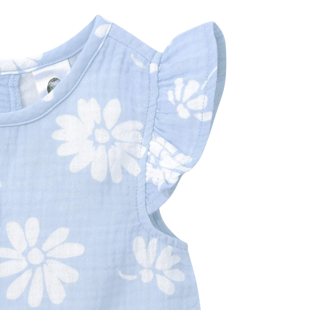 Infant & Toddler Girls Blue Floral Gauze Flutter Sleeve Top-Gerber Childrenswear