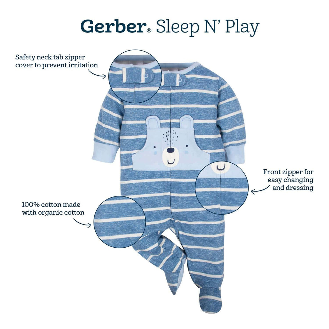 18-Piece Baby Girls Bear Sleep 'N Play, Onesies® Bodysuit, and Burpcloth Set-Gerber Childrenswear