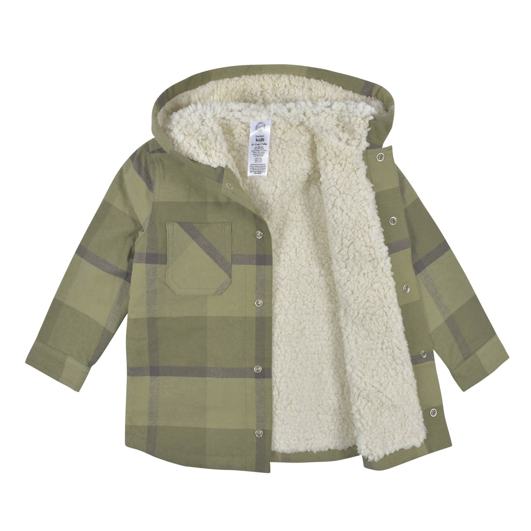 2-Piece Infant & Toddler Boys Sage Green Plaid Flannel Jacket & Jogger Set
