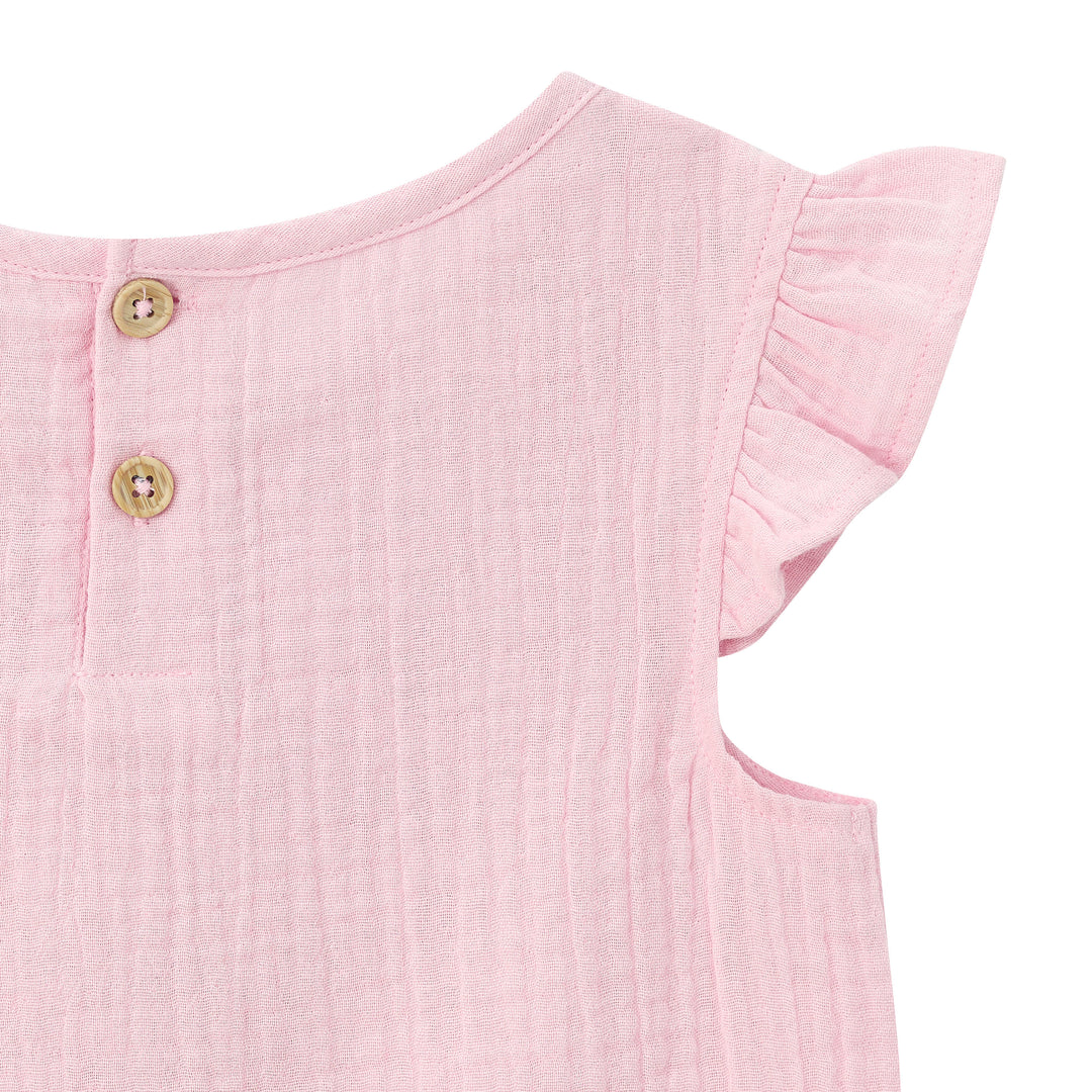 Infant & Toddler Girls Pink Gauze Flutter Sleeve Top-Gerber Childrenswear