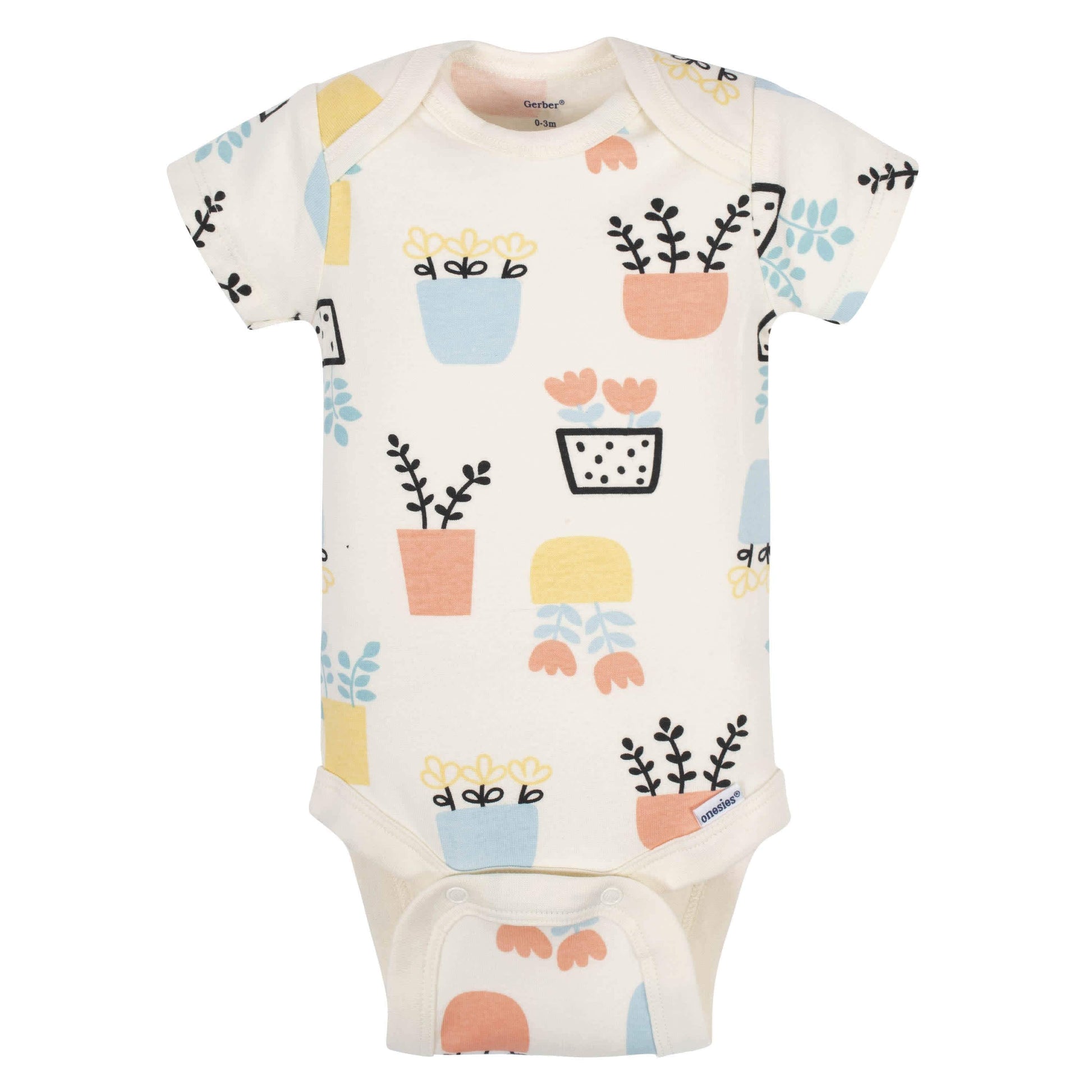 5-Pack Baby Girls Comfy Stretch Flower Pot Short Sleeve Onesies® Bodysuits-Gerber Childrenswear