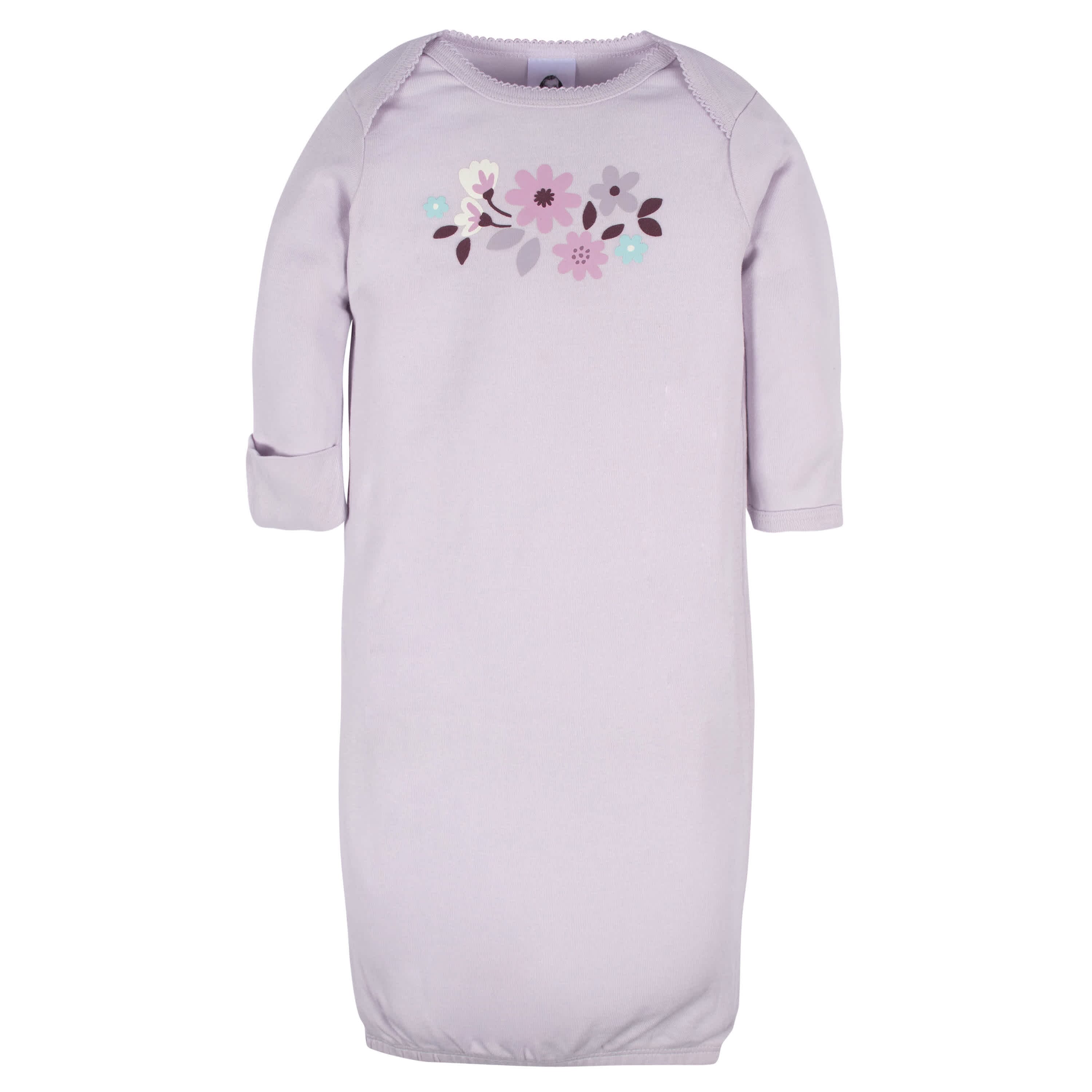 4-Pack Baby Girls Lavender Garden Gowns