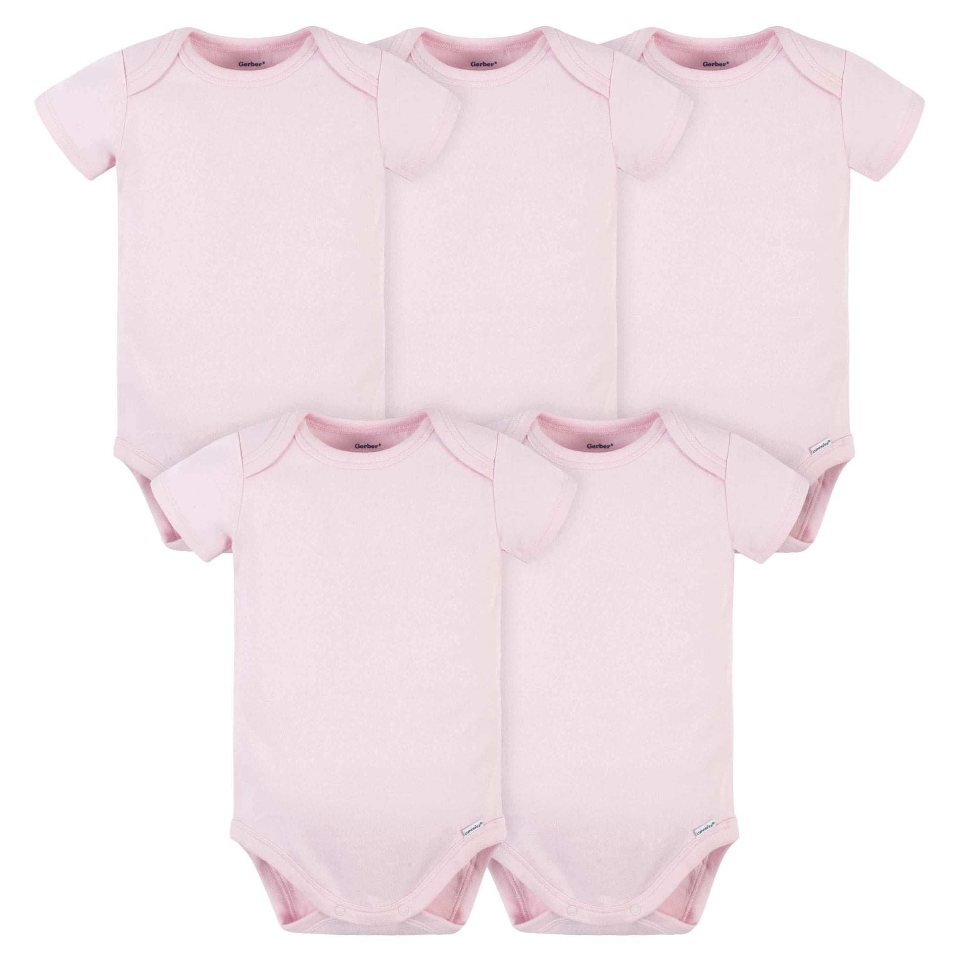 5-Pack Baby Light Pink Premium Onesies® Bodysuits-Gerber Childrenswear