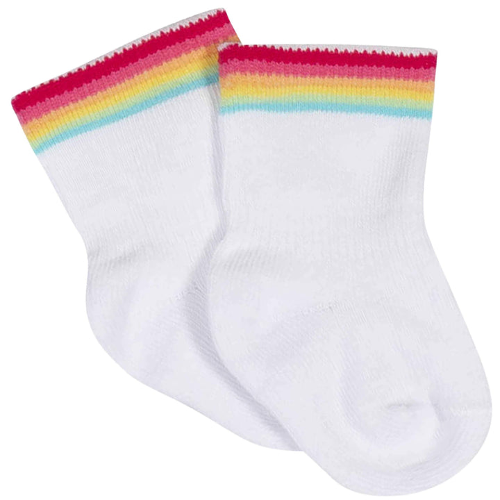 8-Pack Baby Girls' Rainbow Wiggle-Proof® Jersey Crew Socks-Gerber Childrenswear