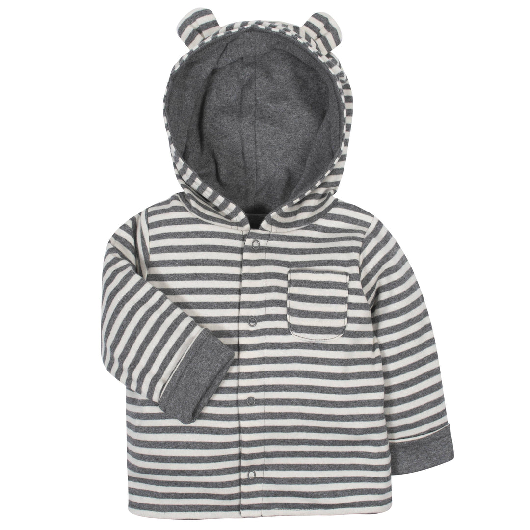 Gerber® Baby Striped Reversible Hooded Cardigan Jacket-Gerber Childrenswear