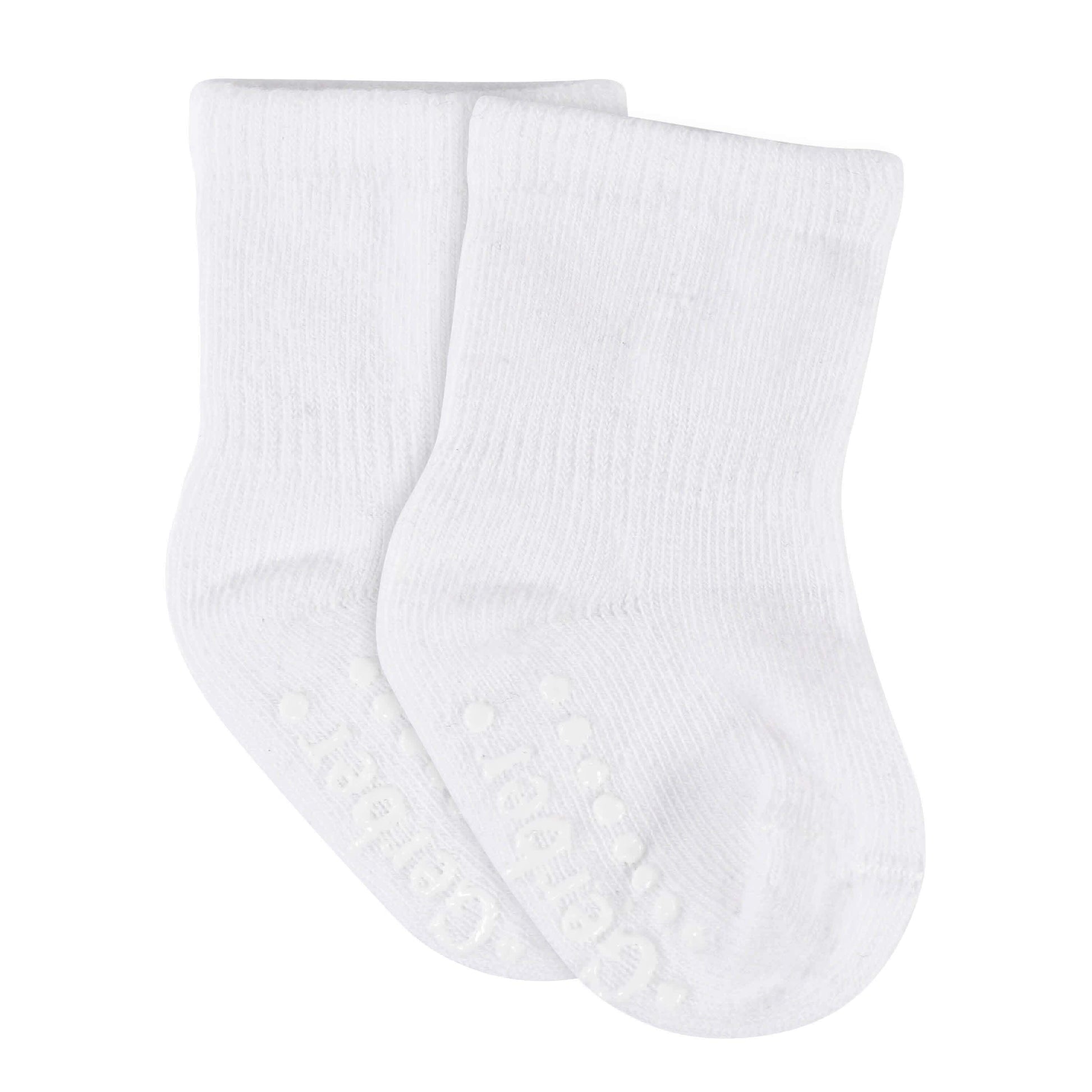 8-Pack Baby & Toddler White Wiggle-Proof™ Jersey Crew Socks-Gerber Childrenswear
