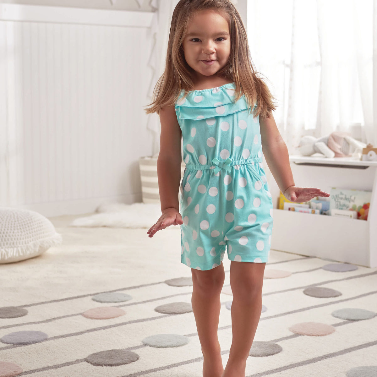 2-Pack Baby & Toddler Girls Dots Of Rainbows Tank Rompers-Gerber Childrenswear