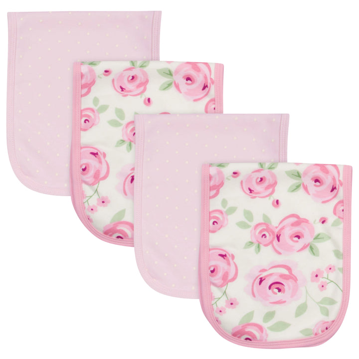 4-Pack Baby Girls Floral Terry Burpcloths