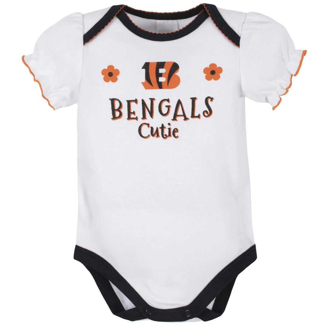 Cincinnati Bengals Baby Girls Short Sleeve Bodysuits-Gerber Childrenswear