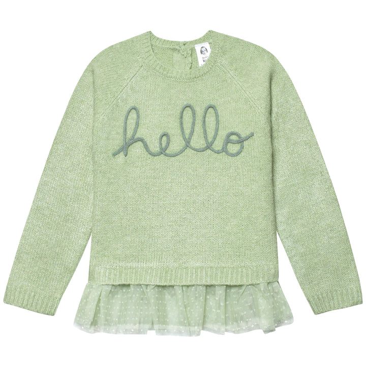 Infant & Toddler Girls Green Sweater With Tulle Trim-Gerber Childrenswear