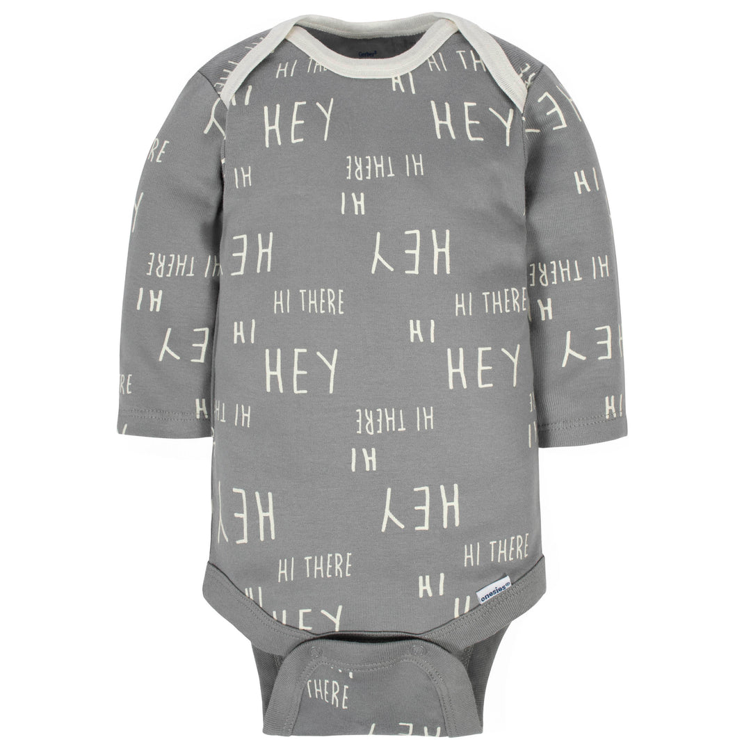 2-Pack Organic Baby Neutral Happy Long Sleeve Onesies® Bodysuits-Gerber Childrenswear