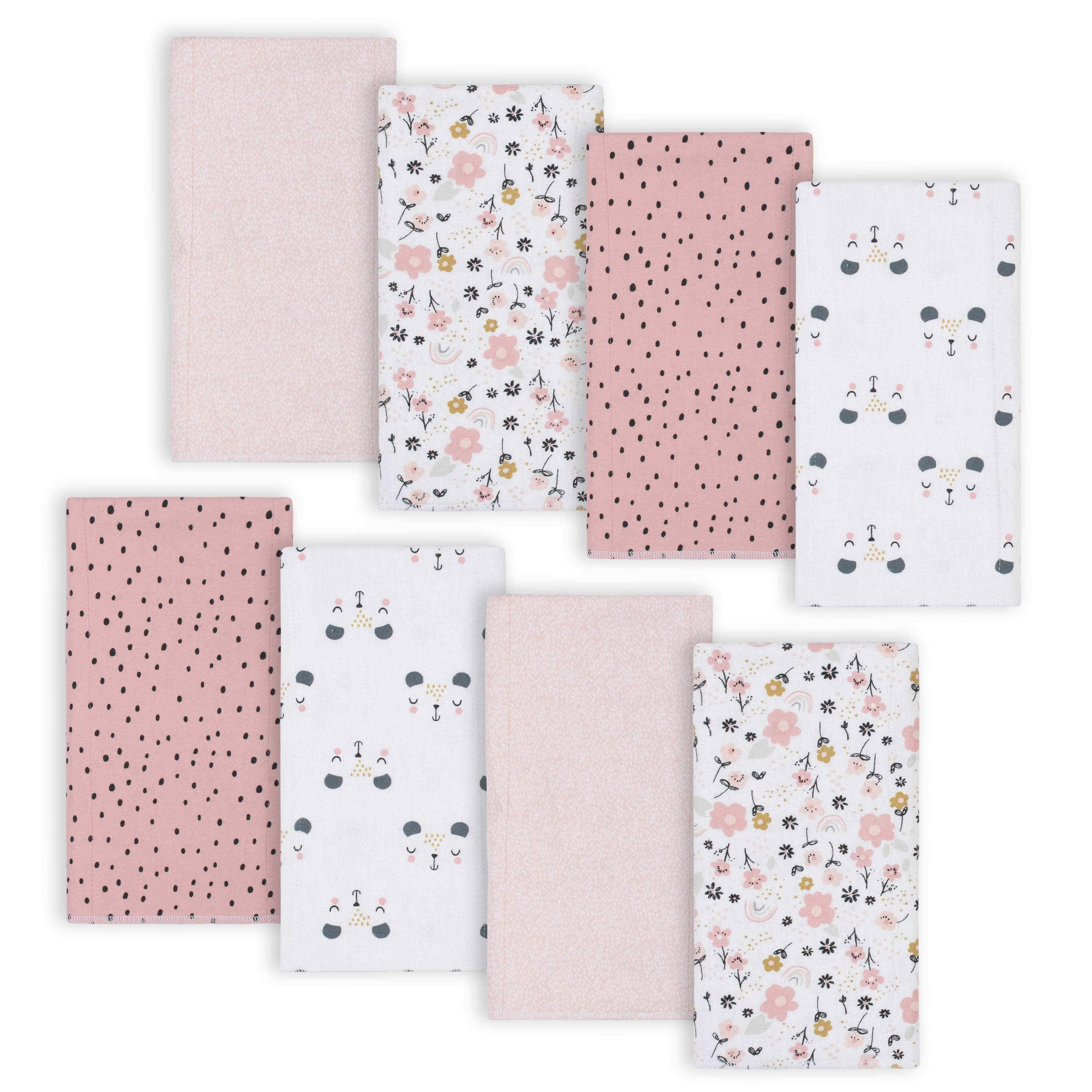 Gerber® 8-Pack Baby Girls Bear Flannel Burp Cloths-Gerber Childrenswear