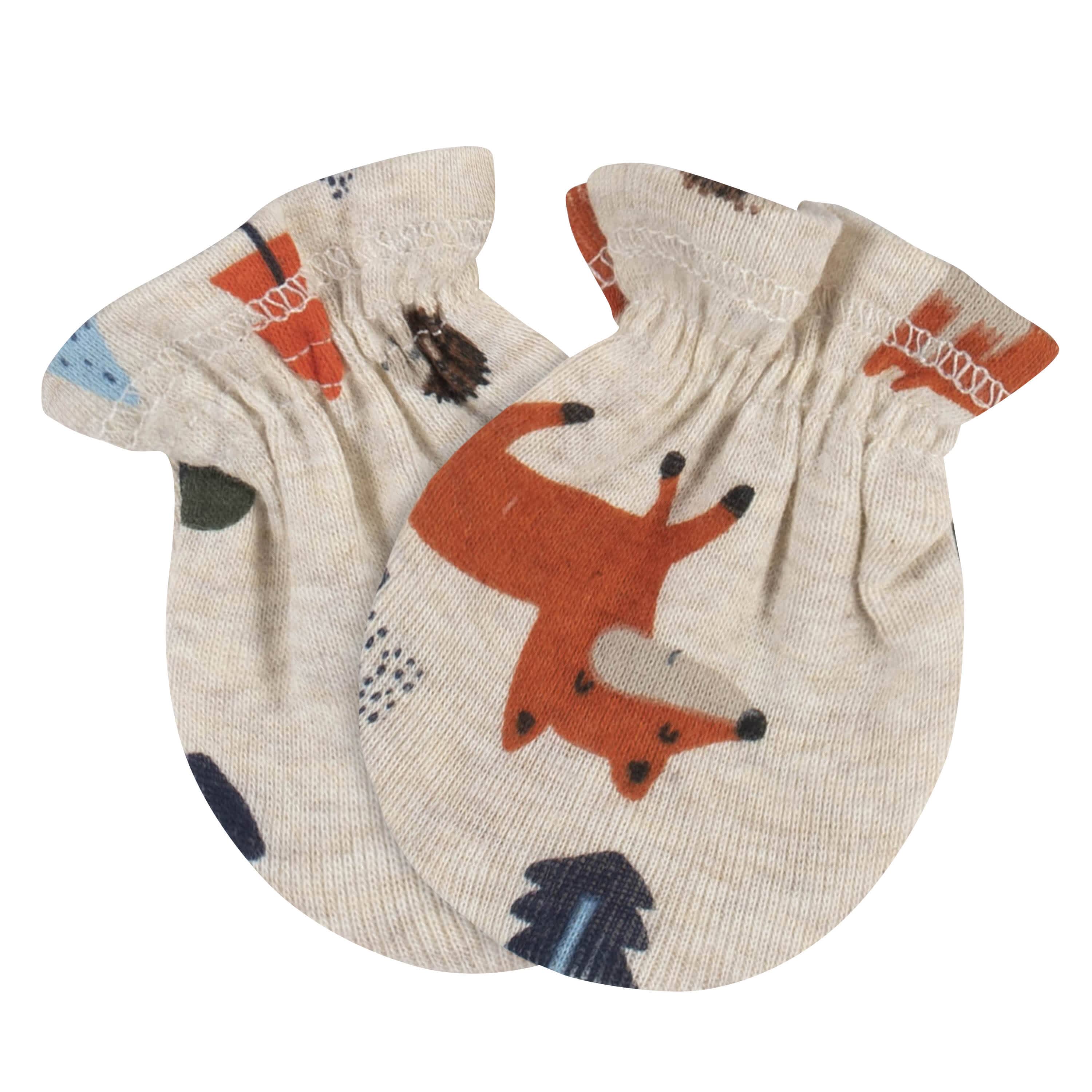 3-Pack Baby Boys Fox No Scratch Mittens