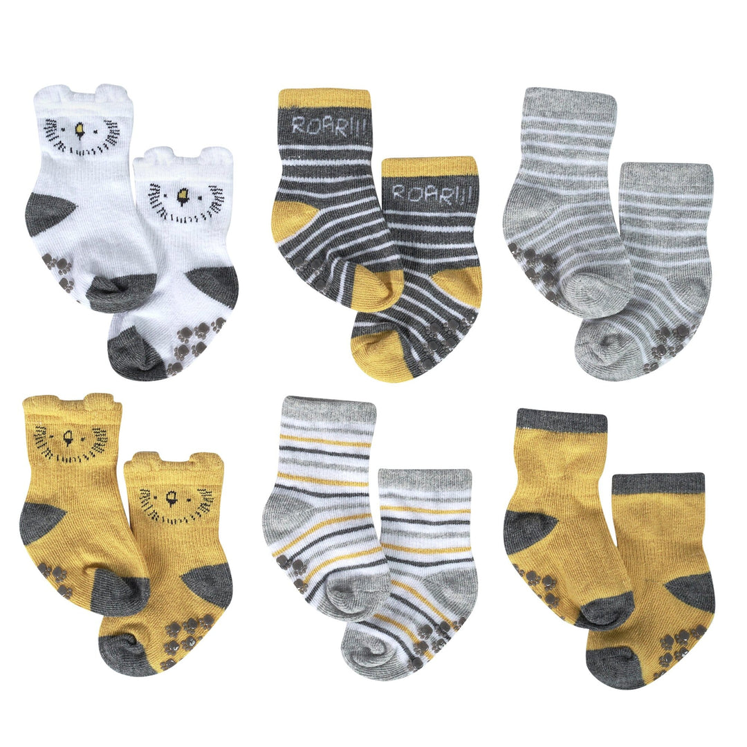 Organic Baby Boys 6-Pack Lil' Lion Wiggle Proof Socks-Gerber Childrenswear
