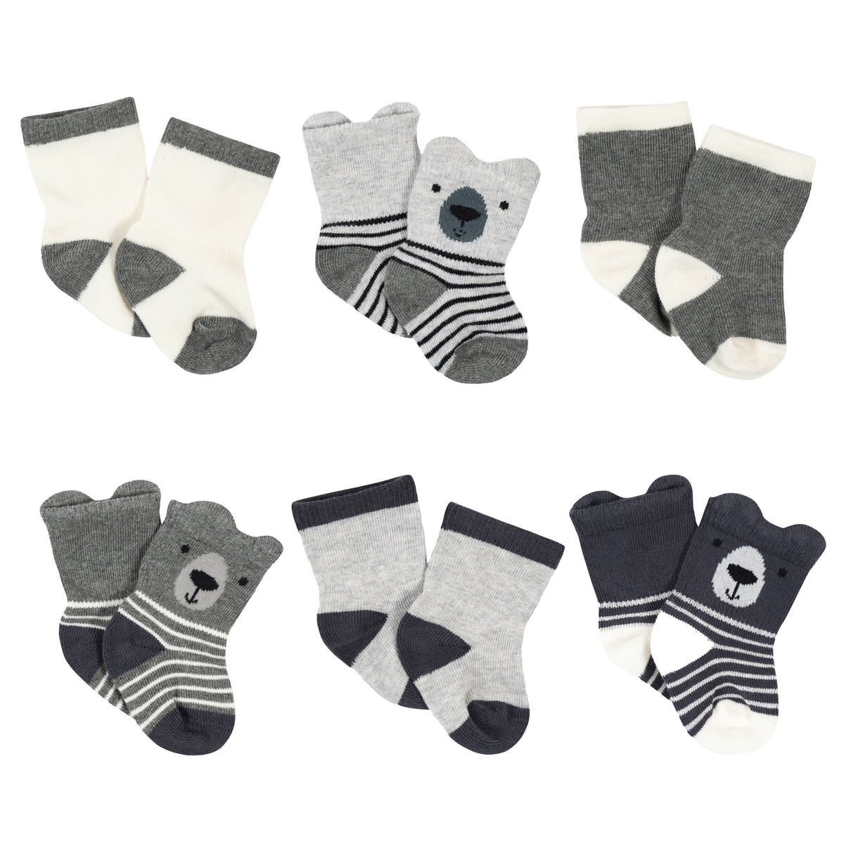 6-Pack Baby Boys Bear Wiggle Proof® Socks