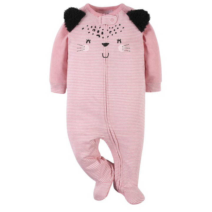 4-Pack Baby Girls Leopard Sleep 'n Plays-Gerber Childrenswear