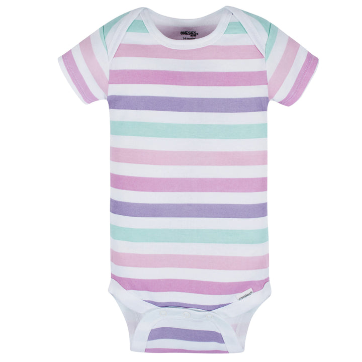 8-Pack Baby Girls Rainbow Floral Short Sleeve Onesies® Bodysuits