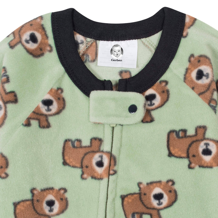 Gerber® 2-Pack Baby Boys Bears & Dinos Fleece Pajamas-Gerber Childrenswear