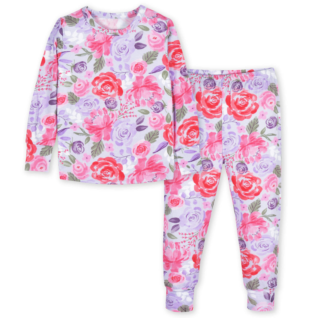 2-Piece Infant & Toddler Girls Lilac Garden Buttery-Soft Viscose Made from Eucalyptus Snug Fit Pajamas