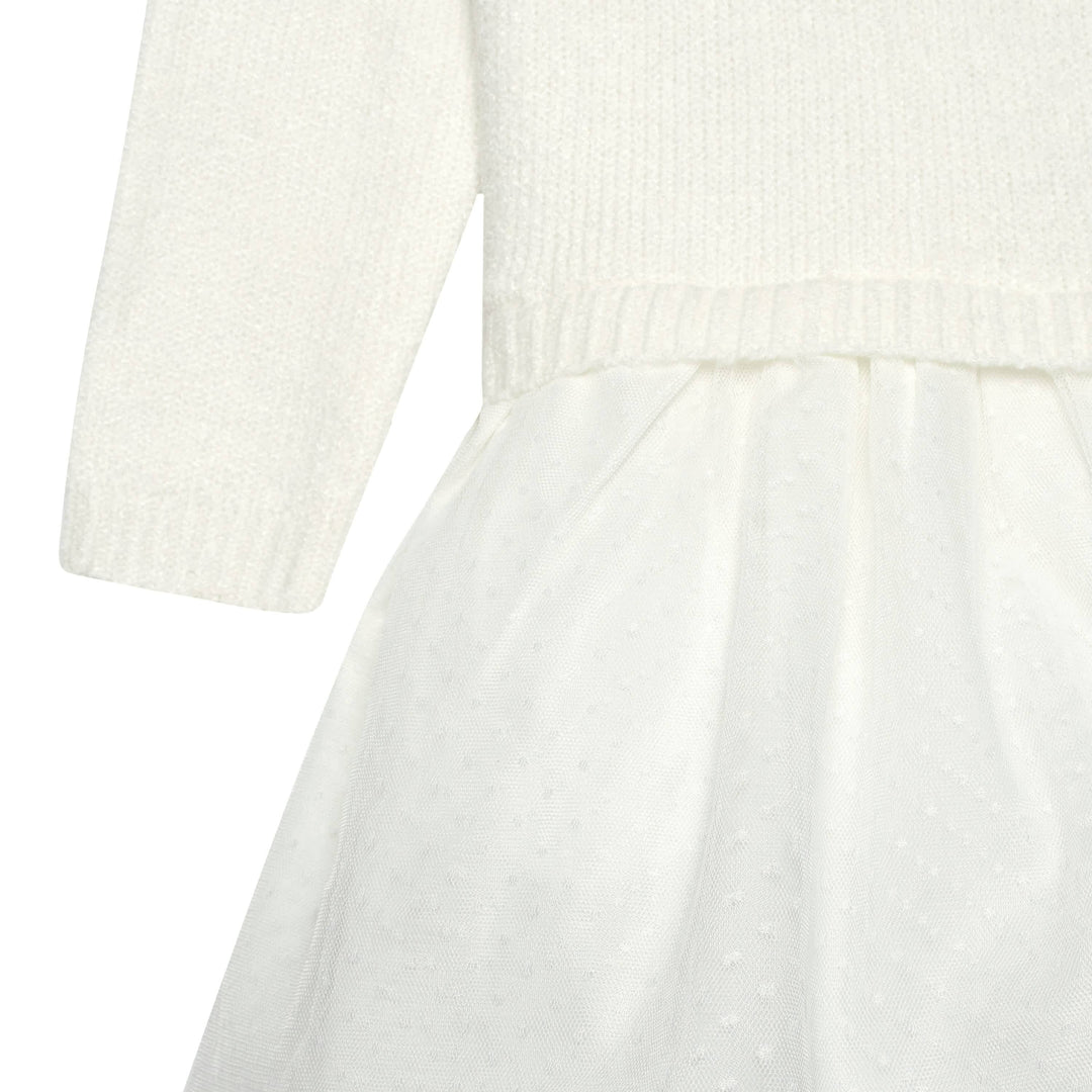 Infant & Toddler Girls White Sweater Dress With Tulle Skirt-Gerber Childrenswear