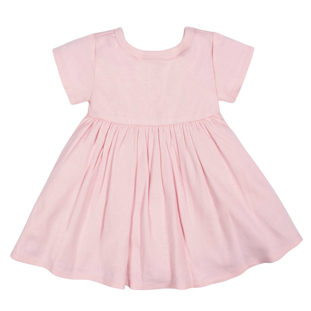2-Pack Baby Girls Gray Floral Short Sleeve Dresses-Gerber Childrenswear