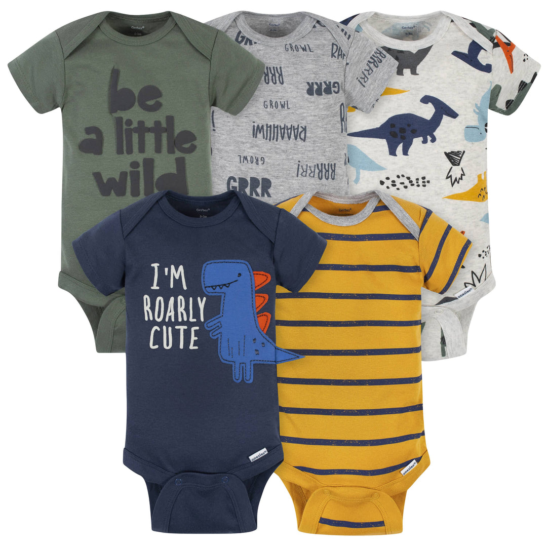 5-Pack Baby Boys Dino Short Sleeve Onesies® Bodysuits – Gerber Childrenswear