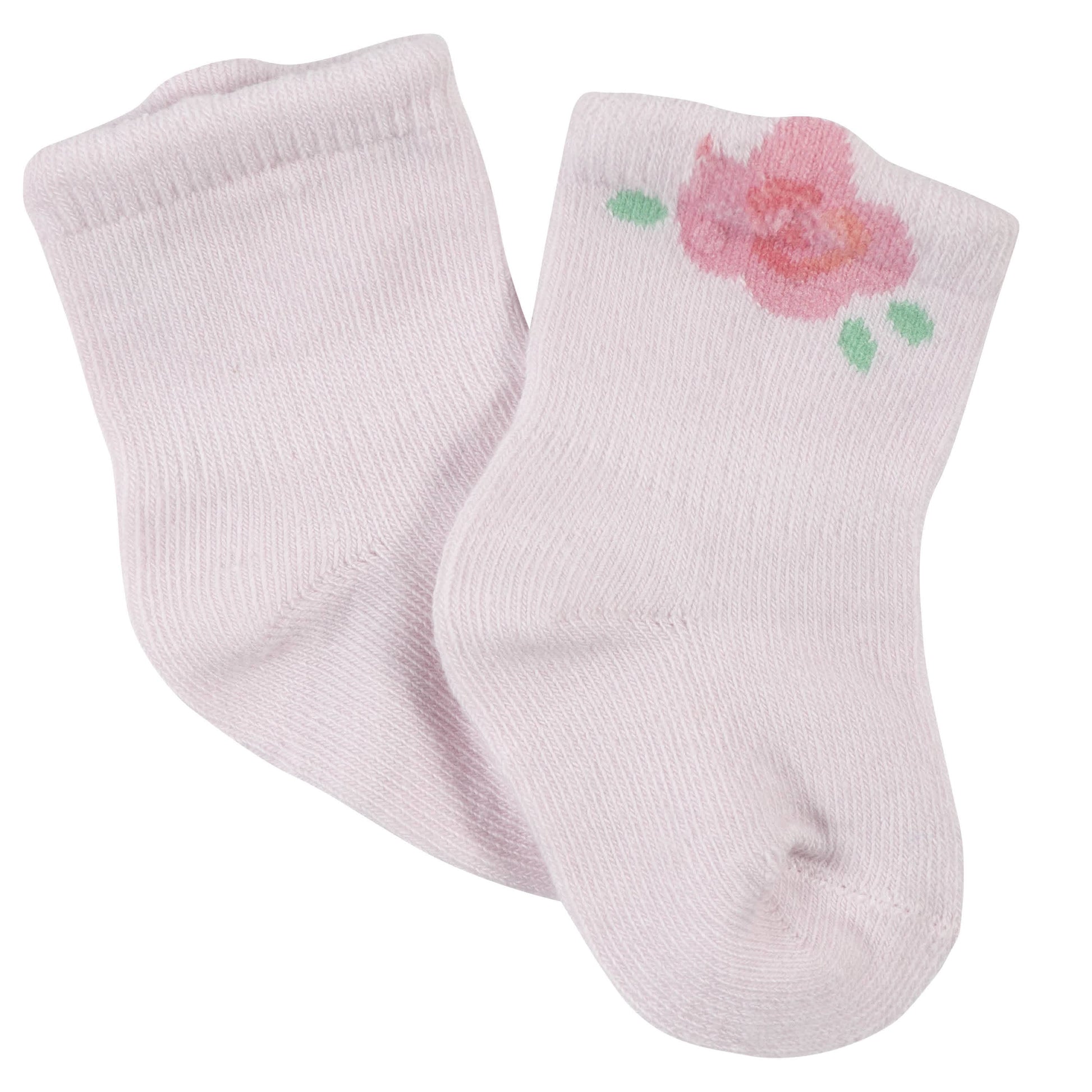 6-Pack Baby Girls Princess Wiggle-Proof™ Jersey Crew Socks-Gerber Childrenswear
