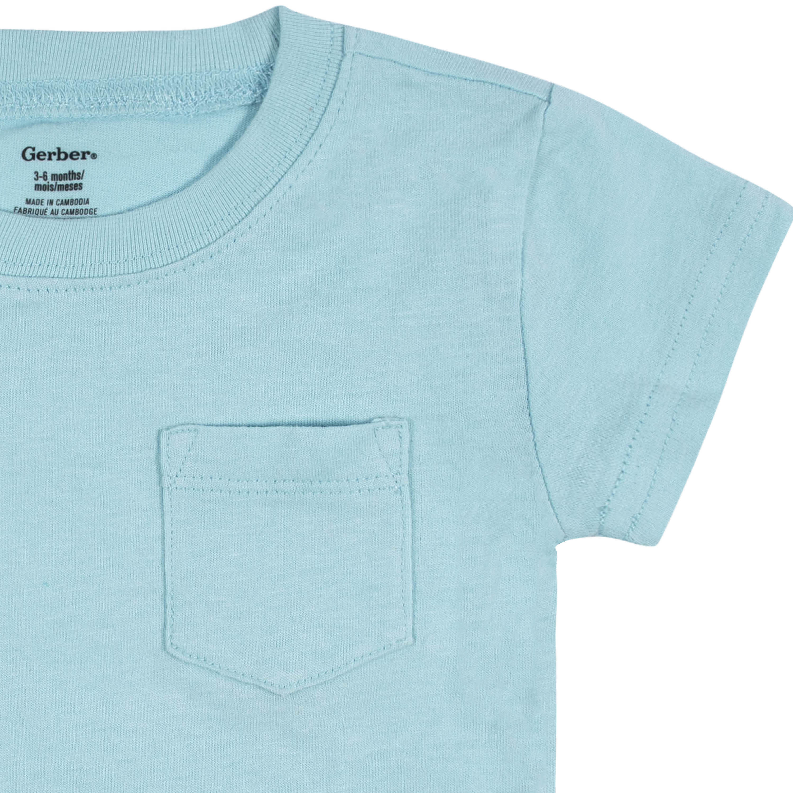 3-Pack Baby & Toddler Boys Royal Blues Short Sleeve Pocket Tees-Gerber Childrenswear