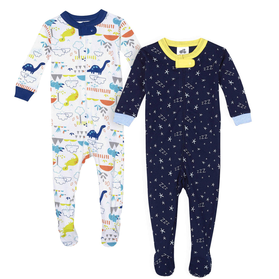 2-Pack Baby Boys' "Zzzzz" & Dino Organic Sleep 'n Play-Gerber Childrenswear