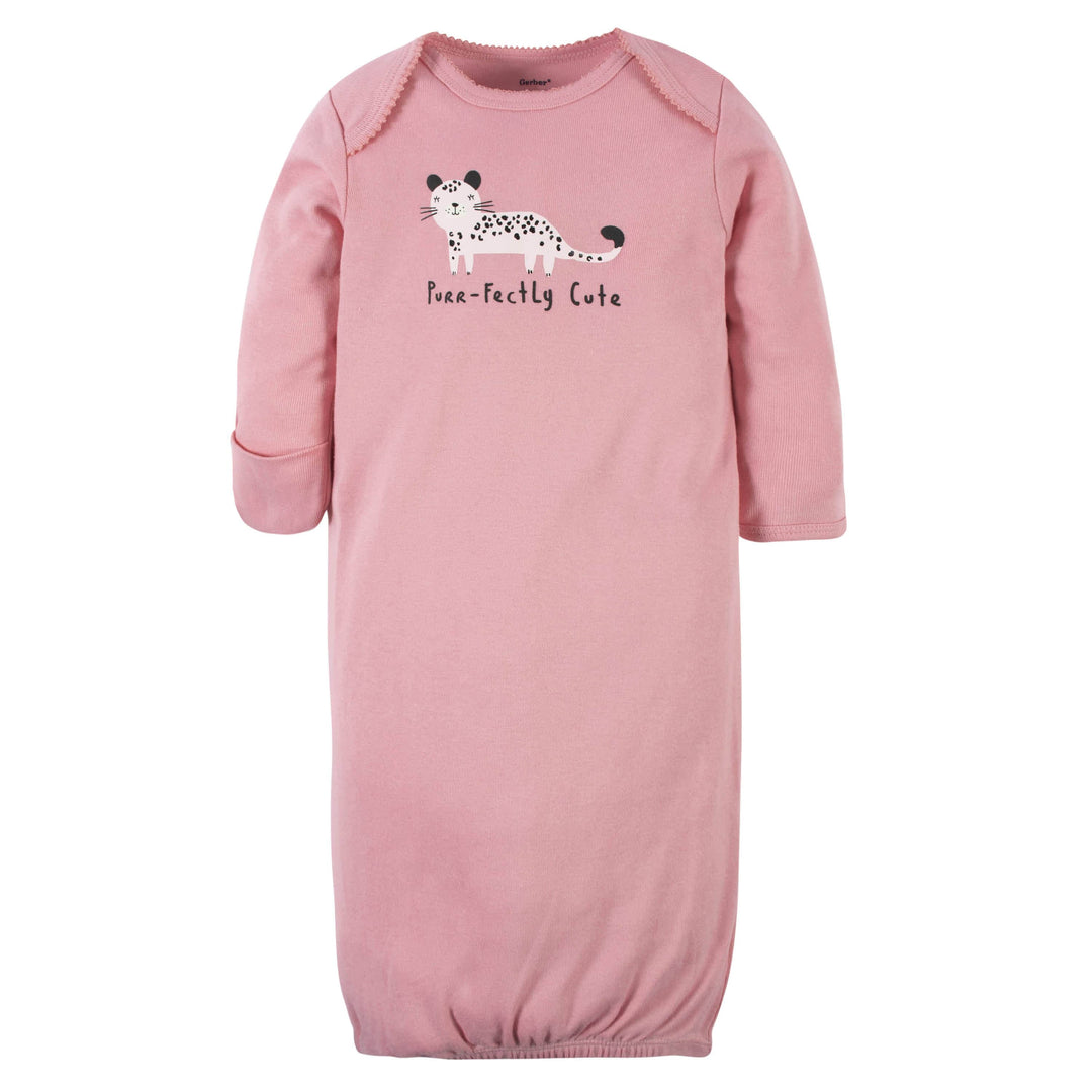 2-Pack Baby Girls Leopard Gowns-Gerber Childrenswear