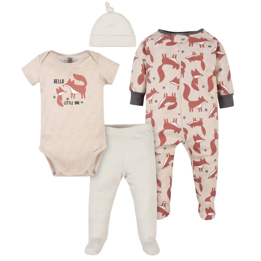 Baby Boys Organic 4-Piece Fox Bundled Gift Set-Gerber Childrenswear