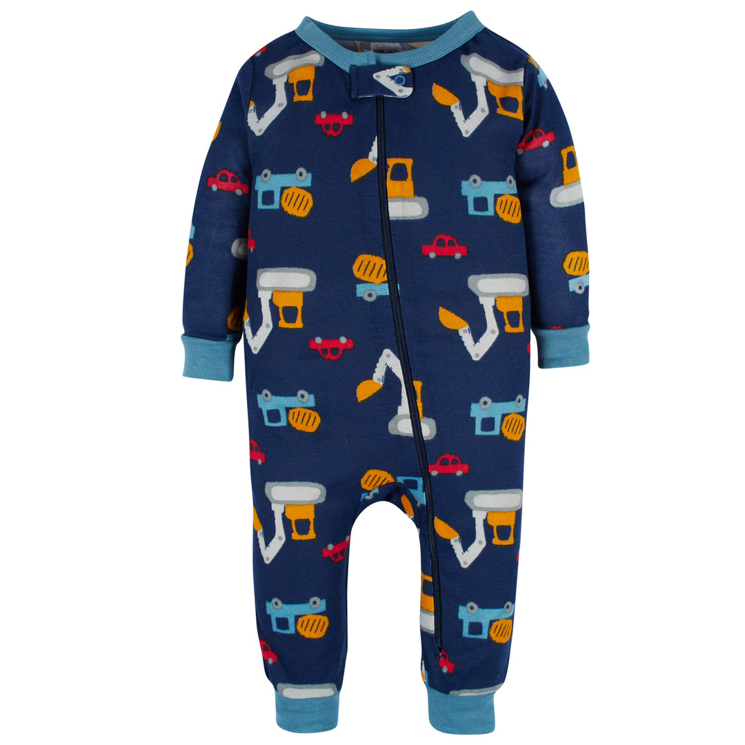 3-Pack Baby & Toddler Boys Construction Zone Snug Fit Footless Pajamas