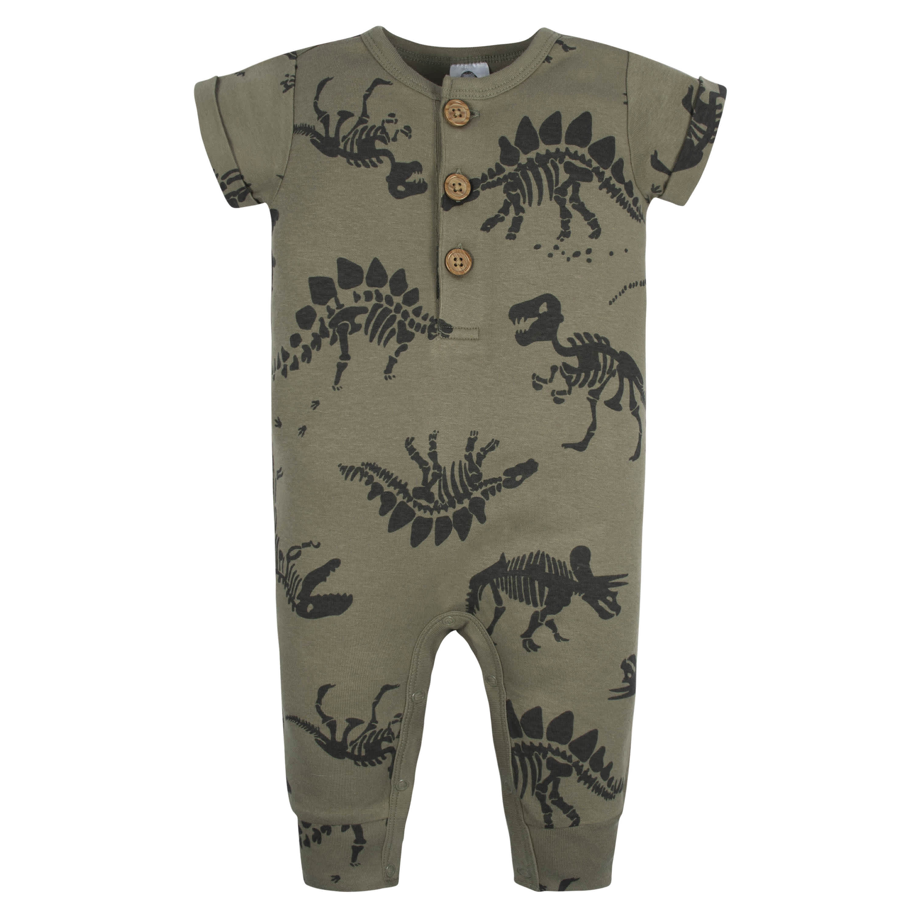 2-Pack Baby Boys Fossils & Black Short Sleeve Rompers-Gerber Childrenswear
