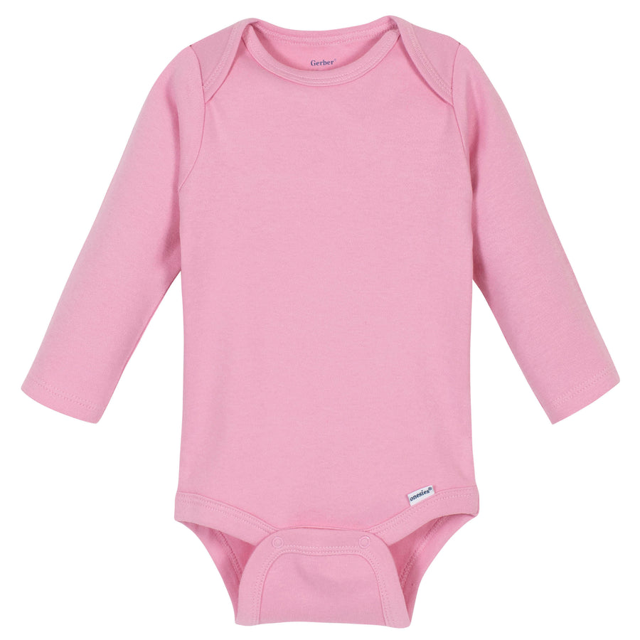 Premium Long Sleeve Onesies® Bodysuit - Light Pink-Gerber Childrenswear