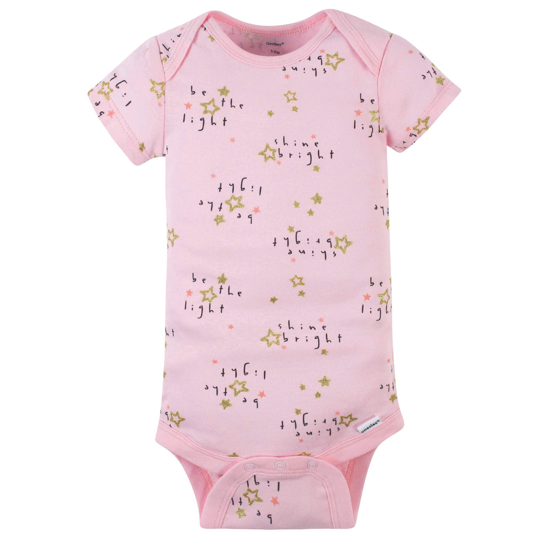 8-Pack Baby Girls Princess Short Sleeve Onesies® Bodysuits-Gerber Childrenswear