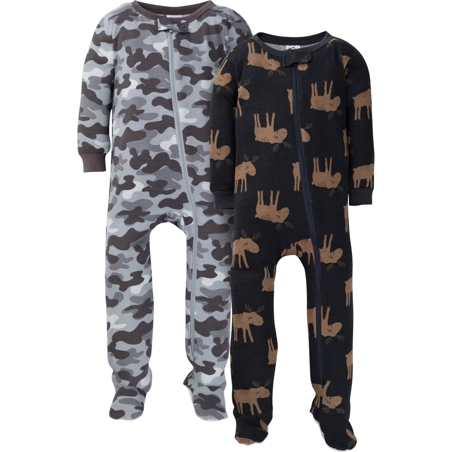 2-Pack Baby Toddler Boys Camo Snug Fit Footed Cotton Pajamas