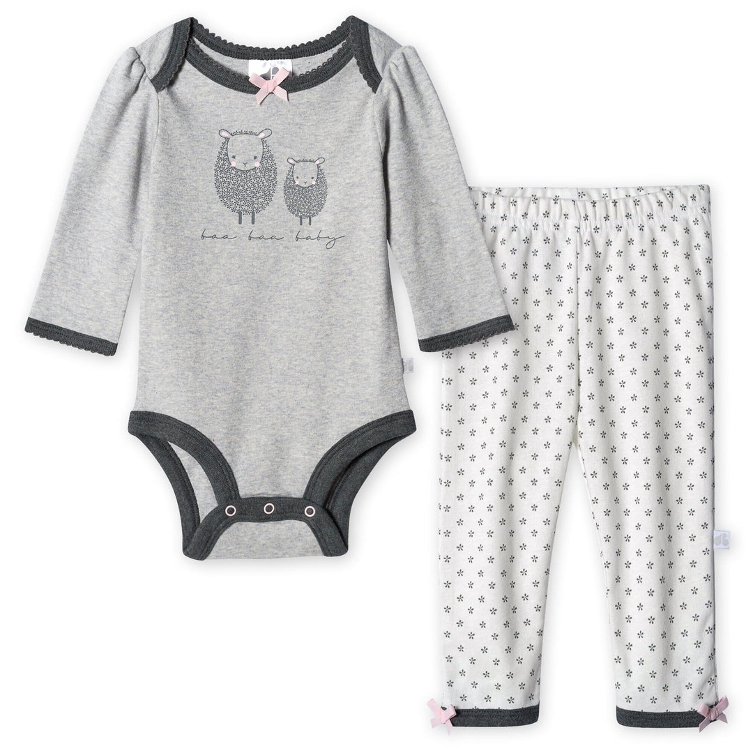 Organic Baby Girls 2-Piece Lil' Lamb Long Sleeve Bodysuit and Pant Set-Gerber Childrenswear