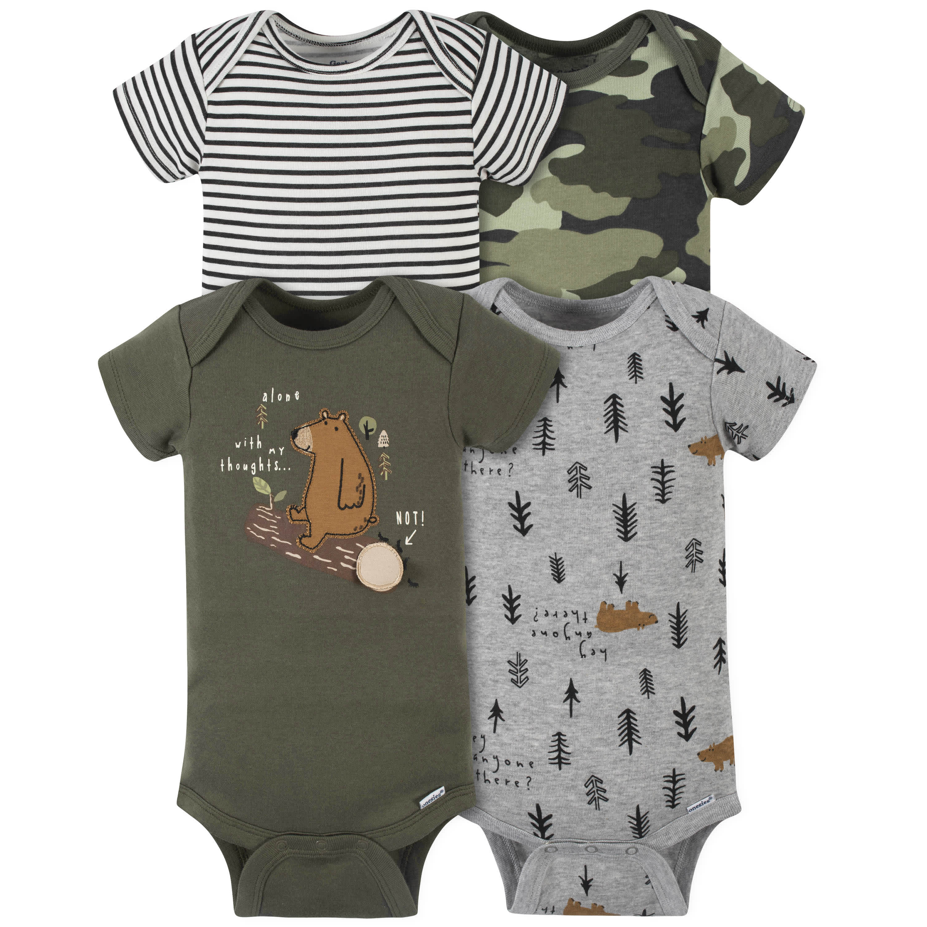 4-Pack Baby Boys Bear Short Sleeve Onesies® Bodysuits-Gerber Childrenswear