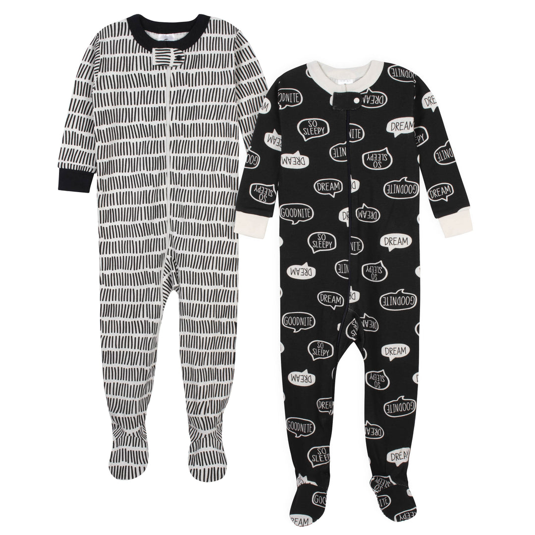 Baby Boys' 2-Pack Organic "Sleepy" Snug Fit Footed Pajamas-Gerber Childrenswear